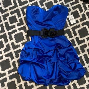 Blue prom dress with belt